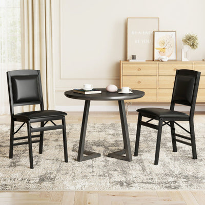 Set of 4 Folding Dining Chairs with Padded Seat and High Backrest-Black