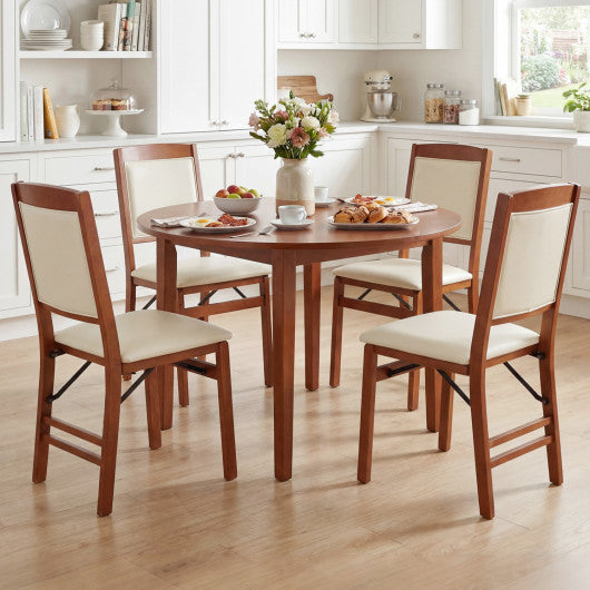 Set of 4 Folding Dining Chairs with Padded Seat and High Backrest-Walnut
