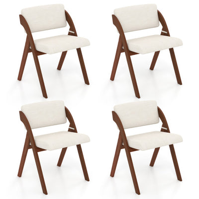 Set of 4 Folding Kitchen Dining Chairs with Rubber Wood Legs-Walnut