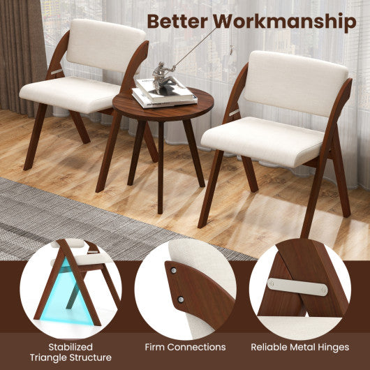 Set of 4 Folding Kitchen Dining Chairs with Rubber Wood Legs-Walnut