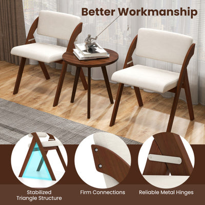Set of 4 Folding Kitchen Dining Chairs with Rubber Wood Legs-Walnut