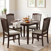 Set of 4 Kitchen Side Chairs with Rubber Wood Frame and Comfy Padded Seat-Brown & White