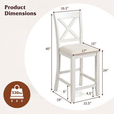 Set of 4 Modern Farmhouse Counter Height Stools with Footrest-White