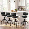 Set of 4 Modern Swivel Height Adjustable Bar Stool with Backrest-Black