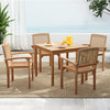 Set of 4 Outdoor Patio Chair with Slatted Seat and Curved Seat