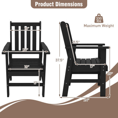 Set of 4 Patio Dining Chairs with Wide Armrests-Black