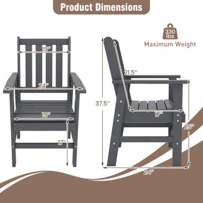 Set of 4 Patio Dining Chairs with Wide Armrests-Gray