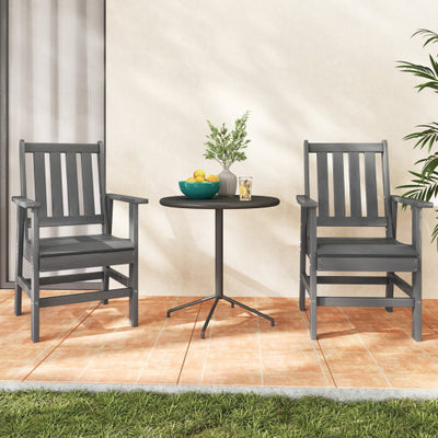 Set of 4 Patio Dining Chairs with Wide Armrests-Gray