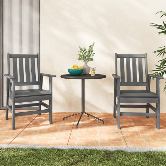 Set of 4 Patio Dining Chairs with Wide Armrests-Gray