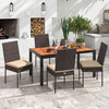 Set of 4 Patio Rattan Wicker Dining Chairs Set with Soft Cushions- Brown