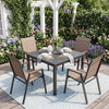 Set of 4 Stackable Patio Chairs with High Backs for Backyard 400 LBS-Brown