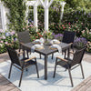 Set of 4 Stackable Patio Chairs with High Backs for Backyard 400 LBS-Black