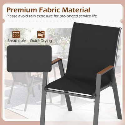 Set of 4 Stackable Patio Chairs with High Backs for Backyard 400 LBS-Black