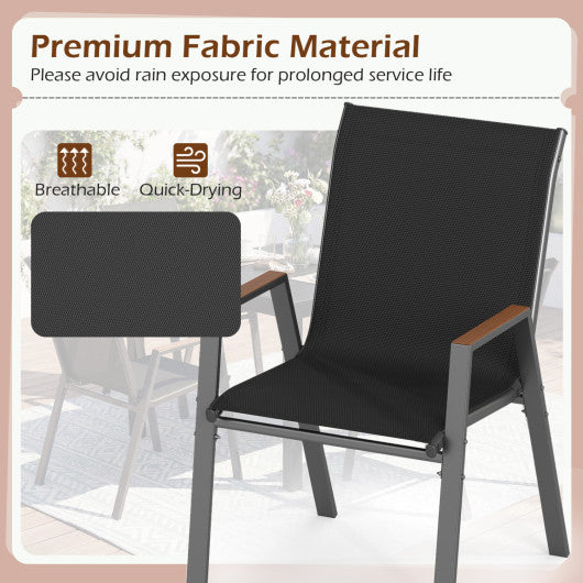 Set of 4 Stackable Patio Chairs with High Backs for Backyard 400 LBS-Black
