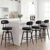 Set of 4 Swivel Barstools Faux Leather with Upholstered Seat and Back-Black