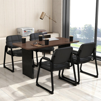 Set of 4 Upholstered Waiting Room Chair with Armrest and Ergonomic Backrest-Black