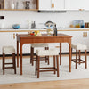 Set of 4 Upholstered Counter Height Bar Stool with Curved Saddle-Seat-Brown