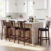 Set of 4 Upholstered Barstool 29.5 Inch Bar Height with Solid Rubber Wood Frame-Walnut