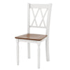 Set of 4 Wooden Farmhouse Kitchen Chairs with Rubber Wood Seat - Walnut & Gray