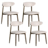 Set of 4 Wooden Modern Upholstered Dining Chairs with Curved Backrest-Beige