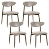Set of 4 Wooden Modern Upholstered Dining Chairs with Curved Backrest-Gray