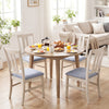 Set of 4 Wooden Upholstered Dining Chairs with High Curved Back-Gray