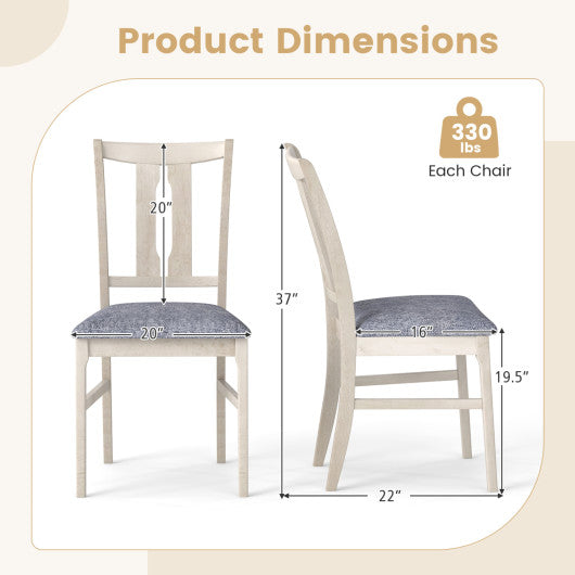 Set of 4 Wooden Upholstered Dining Chairs with High Curved Back-Gray