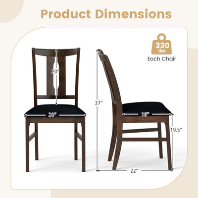 Set of 4 Wooden Upholstered Dining Chairs with High Curved Back-Walnut