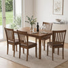Set of 4 Wooden Upholstered Dining Chairs with Rubber Wood Frame-Brown