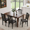 Set of 4 Wooden Upholstered Dining Chairs with Rubber Wood Frame-Black