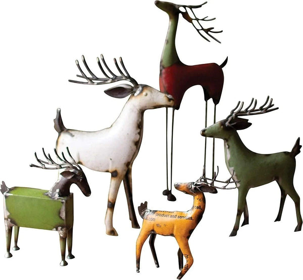 Set of 5 Recycled Metal Deer - Gifts for You 'n Me