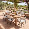 Set of 6 Foldable Plastic Chairs with Ergonomic Backrest-White