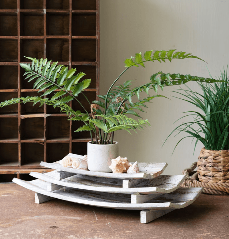 Set of Three of Rustic Curved Wooden Bowls
