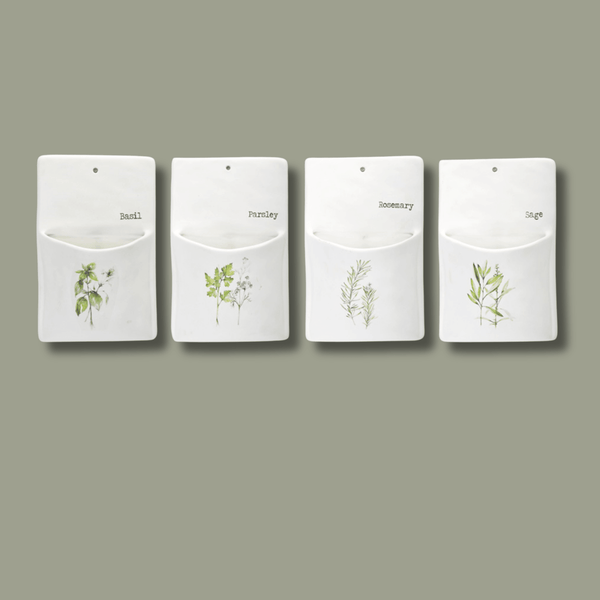 Set of 4 Ceramic Herb Wall Pockets