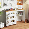 Sewing Machine Table with Charging Station and Lockable Casters-Natural and White