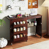 Sewing Machine Table with Charging Station and Lockable Casters-Brown