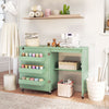 Sewing Machine Table with Charging Station and Lockable Casters-Green