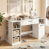 Sewing Table with Power Outlets Craft Station Desk with 2 Drawers Open Compartments-White