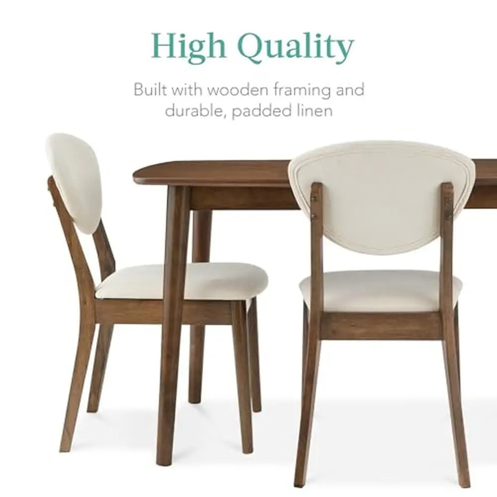 Mid-Century Dining Set 5-Piece Table & Chair Bundle Home Apartment w/ Padded Seats Wooden Frame Ideal Small Spaces & Comfort