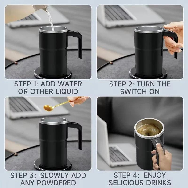 Coffee Self Mixing Mug Waterproof Food Safe Coffee Mug USB Rechargeable Automatic