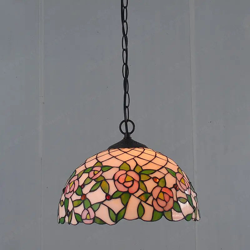 12-inch American-style Embankment Flower Chandelier Tiffany Style Milk Tea Shop Coffee Restaurant Glass Lighting E27 230V 220V