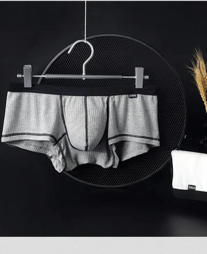 Men's Underwear Personalized Design Low Waist Boxers Pack Breathable Single Layer U Convex Pouch Boxershorts Men