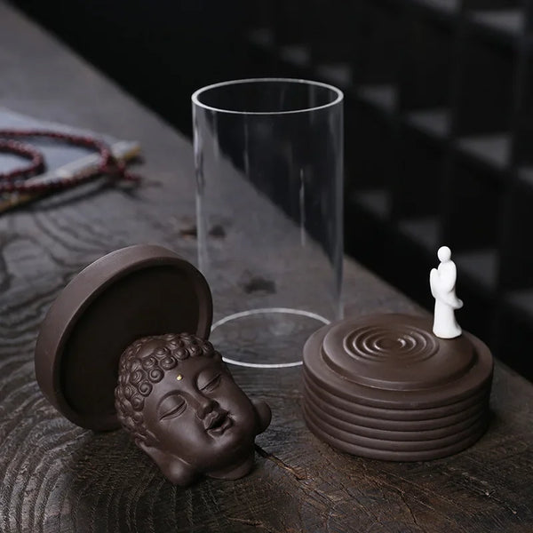 Enlightened Buddha Backflow Incense Burner | Ceramic & Glass