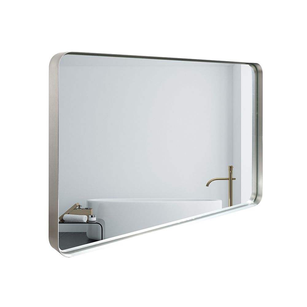 30x20inch Glossy Brushed Silver Rectangle Bathroom Mirror Ennovanest Limited