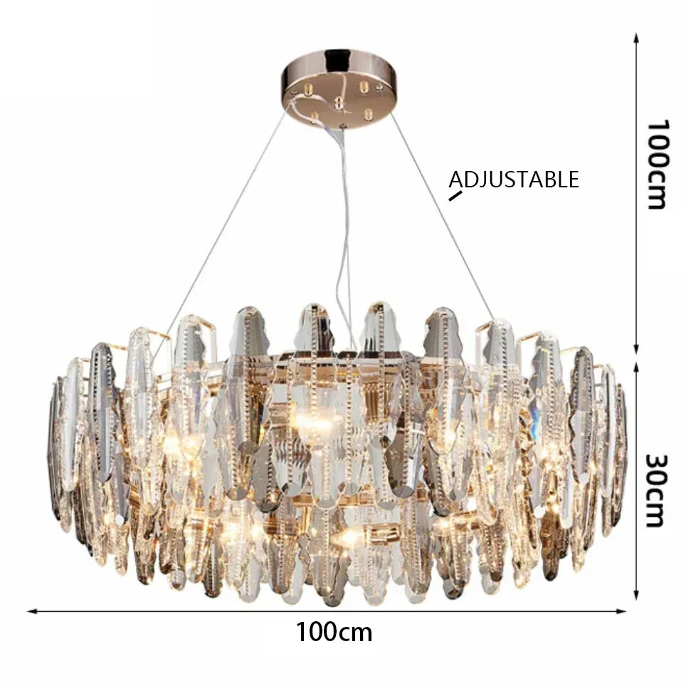 Crystal Leaf Chandelier 150cm Duplex Design