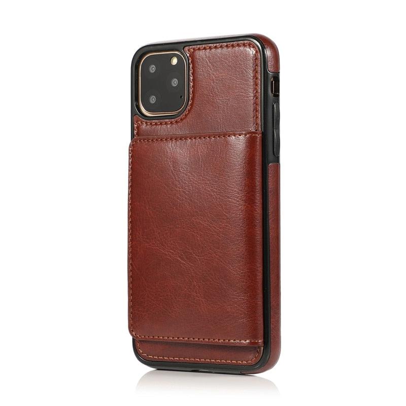 Leather Wallet Case For iPhone 11 Pro Max XS Max XR X 8 7 6S 6Plus 5 5S With Stand Card Pocket Case Cover Shockproof Texture PU Leather  Wallet Cover