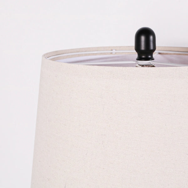 2 Pack 25-Inch Carved Geometric Ceramic Table Lamp With Linen Shade, Southwest's Rustic Accent Lamps For Living Room End Tables