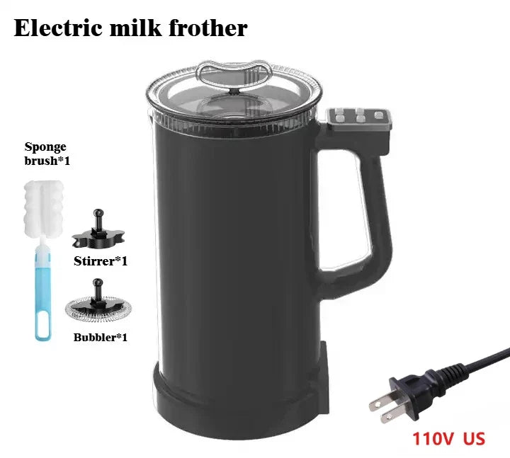 110V/220V Milk Frother 4-in-1 Home Coffee Latte Maker Hot Cold Beverages  Dual Function Stainless Steel Electric Milk Frother