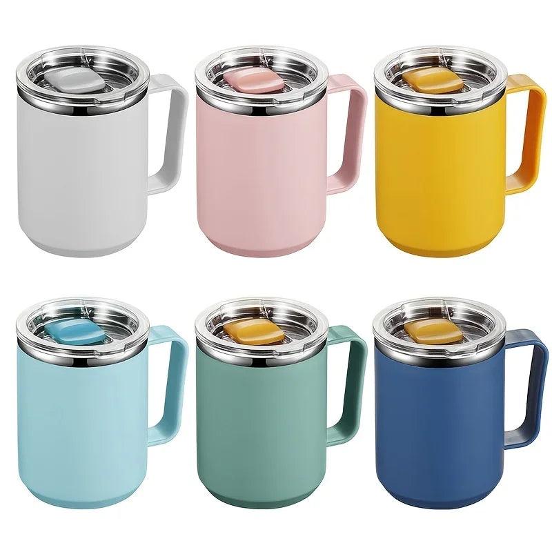 Stainless Steel Insulated Coffee Mug – 450 ml (Double-Wall Vacuum, Handle & Lid)