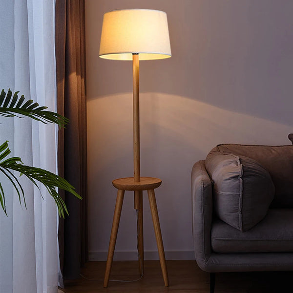 Nordic Vertical Floor Lamps Modern Solid Wood Table Simple Luminaires for Study Room Living Room Bedroom Bedside Standing Lights